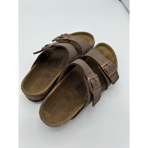 Birkenstock Arizona Sandals Size 34 EU (Kids/Small) Brown Leather Copper Buckles - Picture 14 of 16